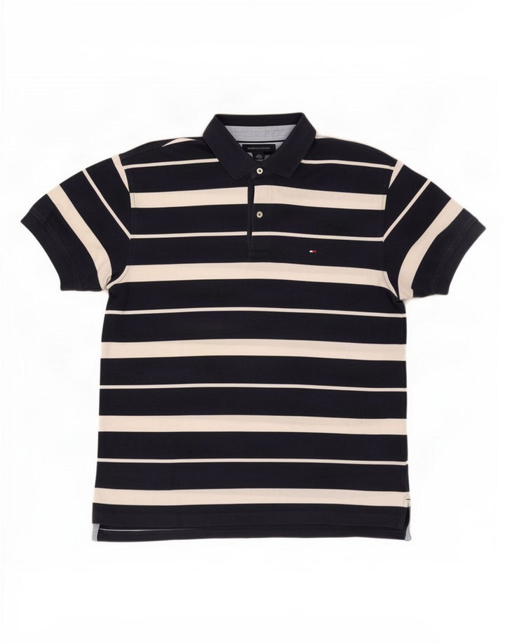 Tommy Hilfiger Herren-Poloshirt, groß, Marineblau gestreift