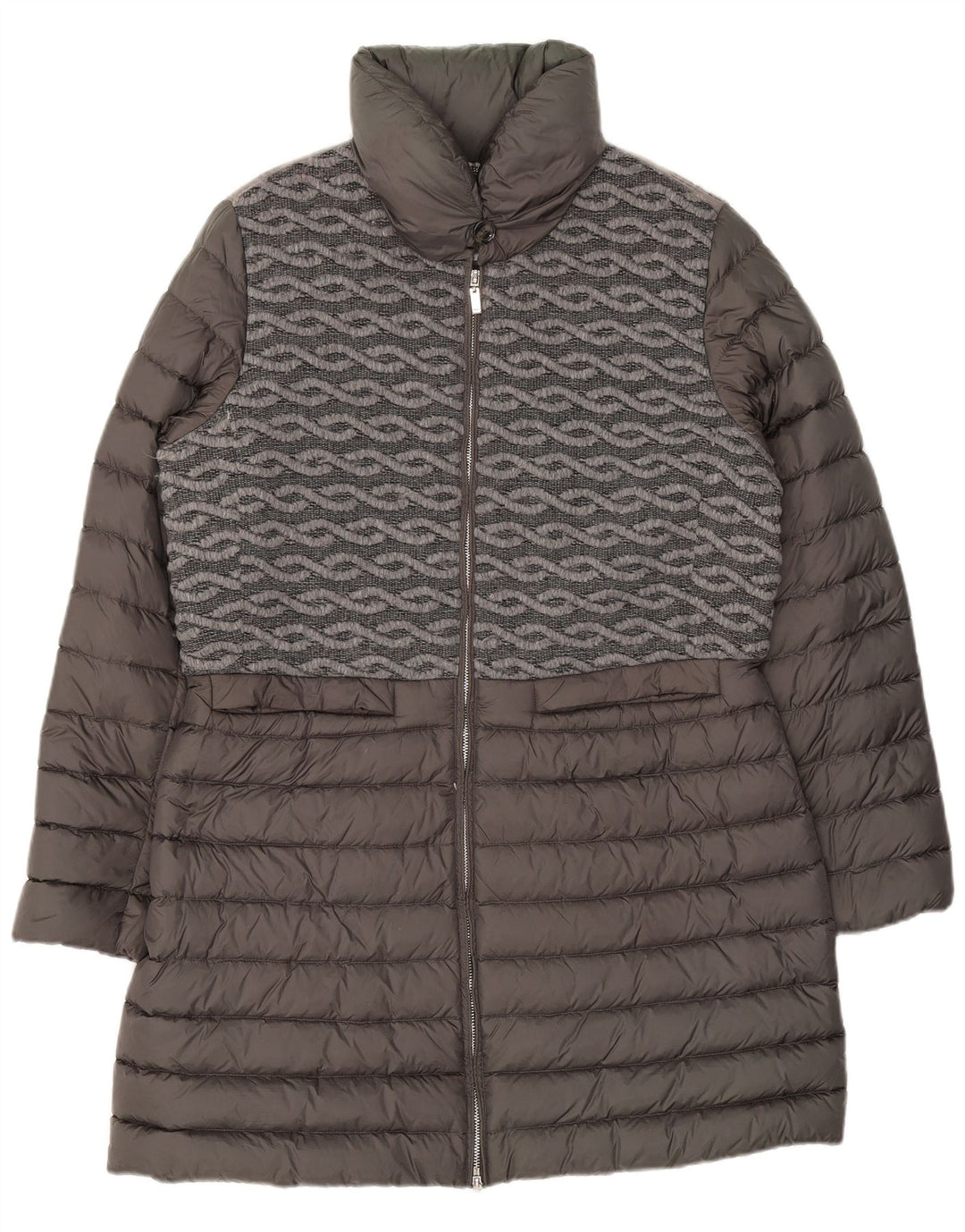 Geox Womens Wattierter Mantel UK 16 Großes graues geometrisches Polyamid