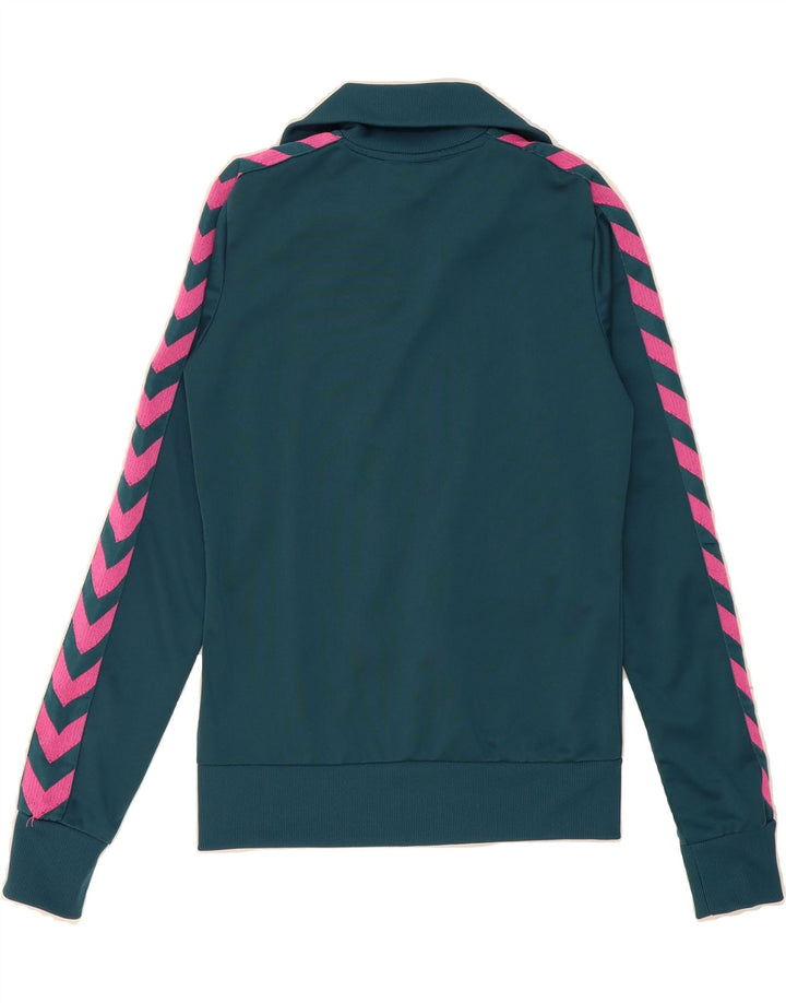 HUMMEL Womens Graphic Tracksuit Top Jacket UK 6 XS Blue Vintage Hummel and Second-Hand Hummel from Messina Hembry 