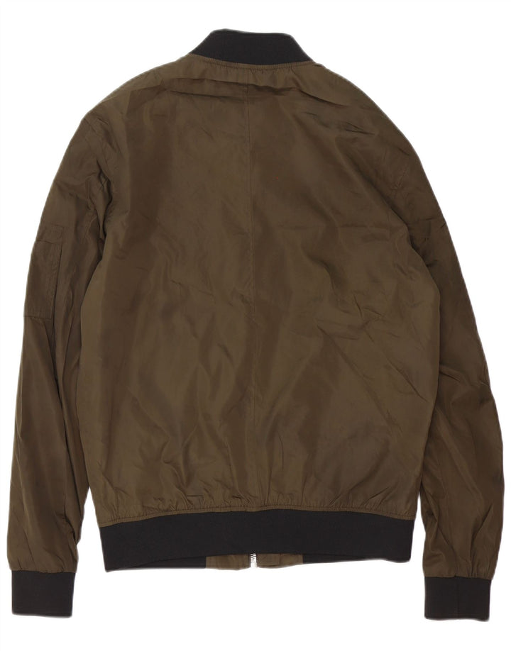 Zara Herren Bomberjacke UK 38 Mittelgrünes Polyester