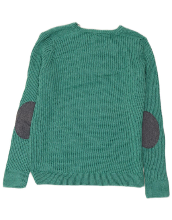 Zara Mädchen-Pullover mit Rundhalsausschnitt, 9–10 Jahre, grüne Baumwolle
