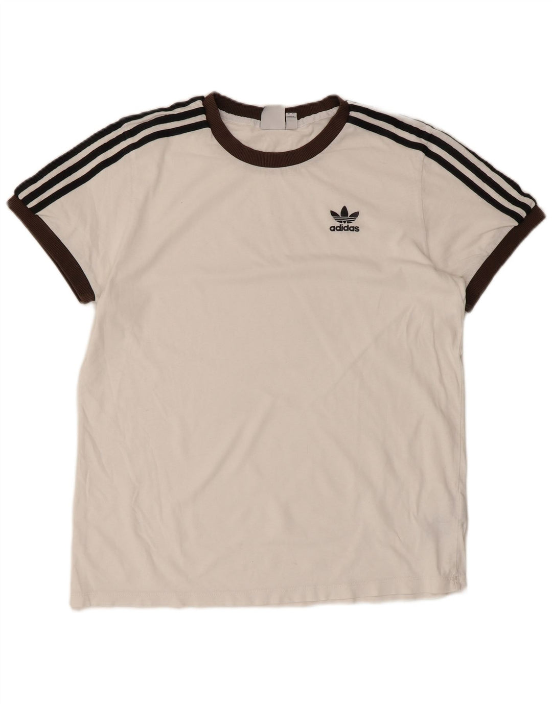 ADIDAS Damen Übergroßes T-Shirt Top UK 10 Small Weiße Baumwolle