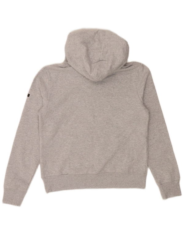 SUPERDRY Damen-Kapuzenpullover mit Grafik, UK 12, mittelgraue Baumwolle