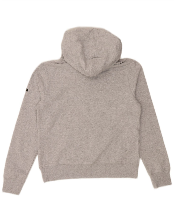 SUPERDRY Damen-Kapuzenpullover mit Grafik, UK 12, mittelgraue Baumwolle