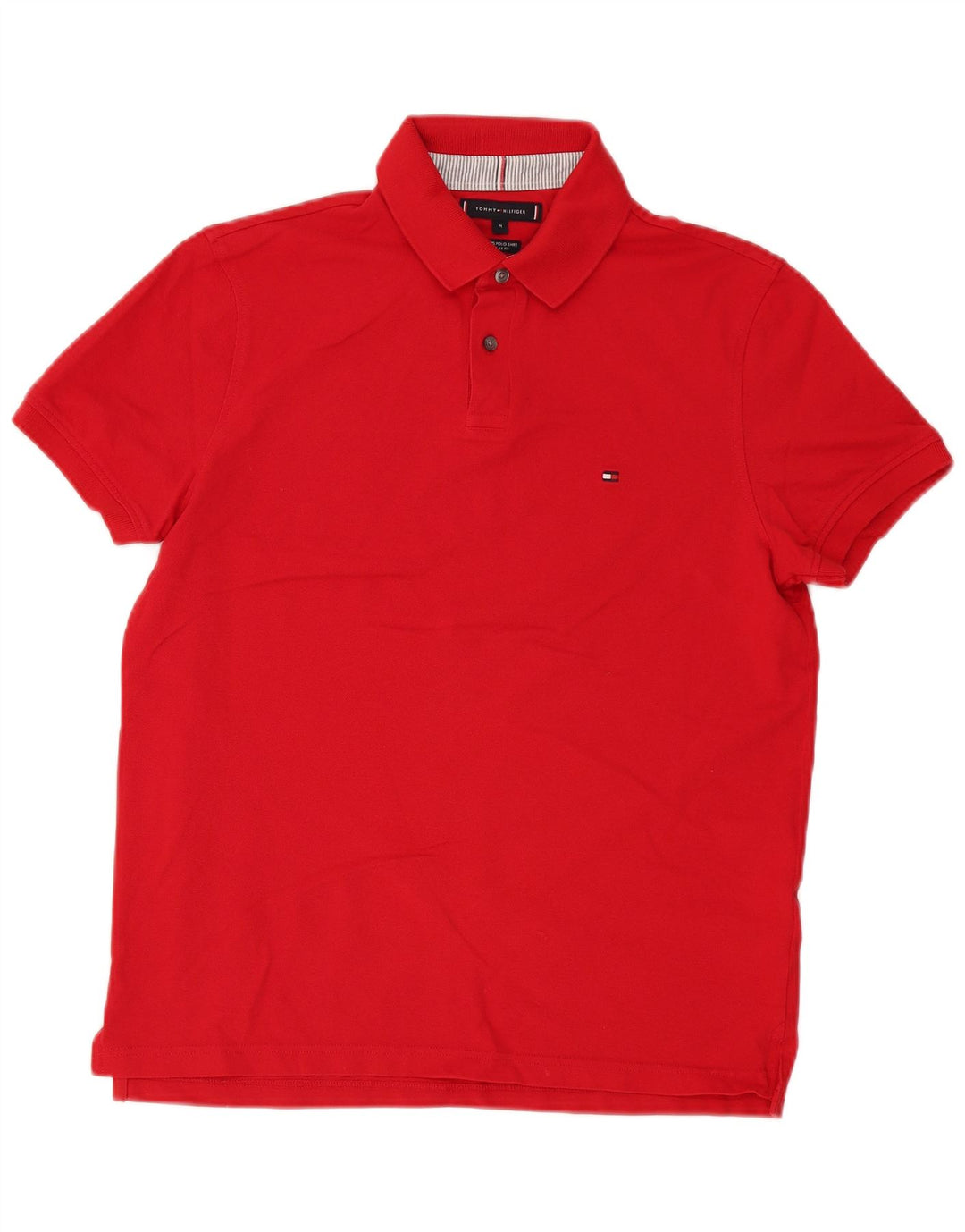 Tommy Hilfiger Herren-Poloshirt mit normaler Passform, mittelrote Baumwolle