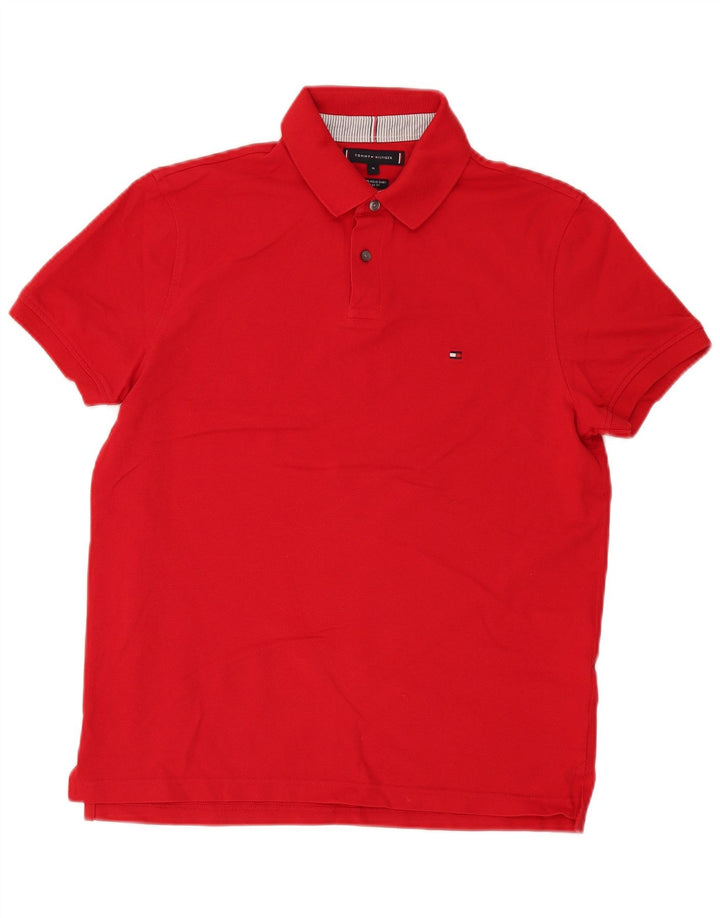 Tommy Hilfiger Herren-Poloshirt mit normaler Passform, mittelrote Baumwolle