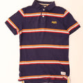 Superdry Herren-Rugby-Poloshirt aus mittelblauer, gestreifter Baumwolle