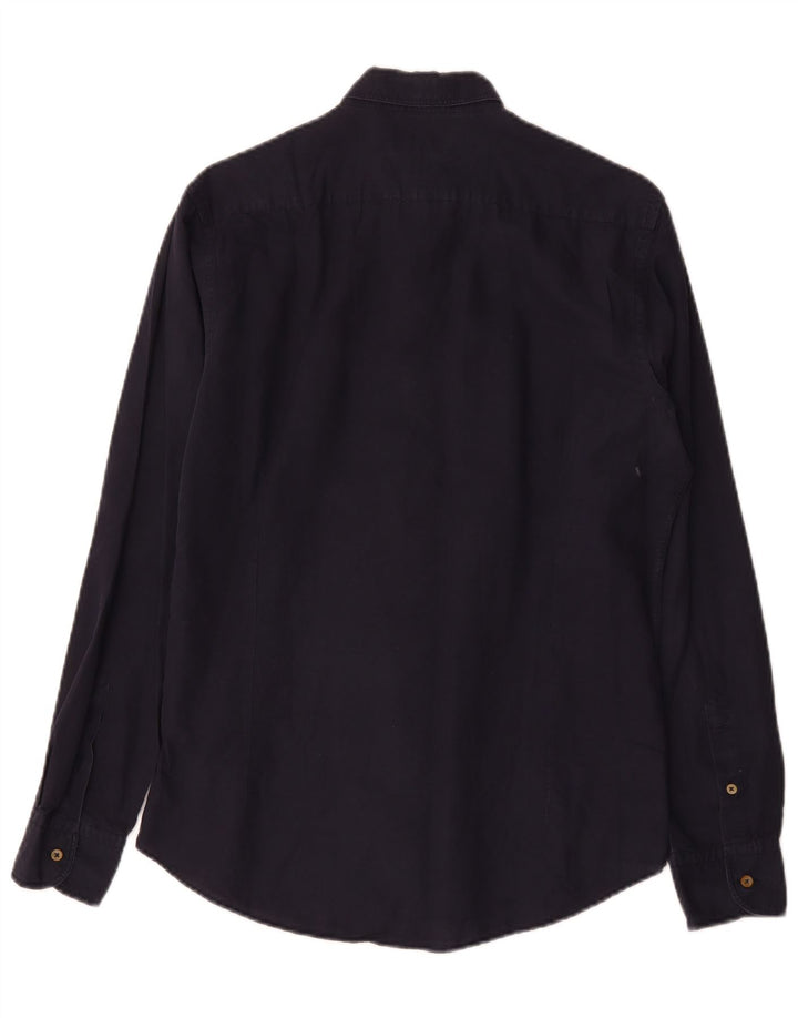 Massimo Dutti Herrenhemd aus mittelblauer Baumwolle in Marineblau