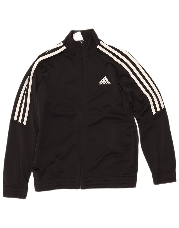 ADIDAS Jungen-Trainingsanzug-Top-Jacke, 9–10 Jahre, schwarzes Polyester