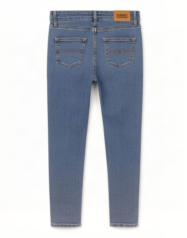 Tommy Hilfiger Tapered-Jeans für Mädchen, 13–14 Jahre, W26, L25, blaue Baumwolle