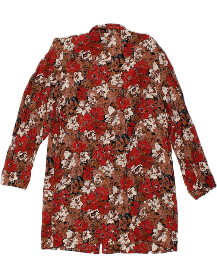 LIBRA Womens Longline 1 Button Blazer Jacket UK 14 Large Brown Floral Vintage Libra and Second-Hand Libra from Messina Hembry 