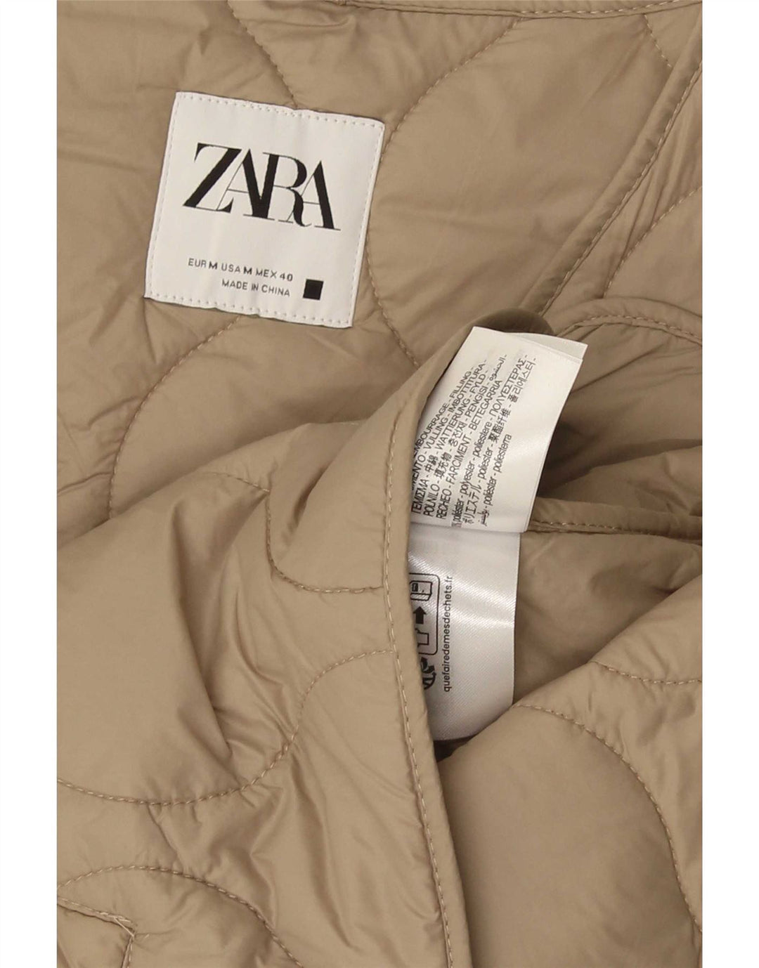 Zara Herren Steppweste UK 38 Medium Beige Polyester