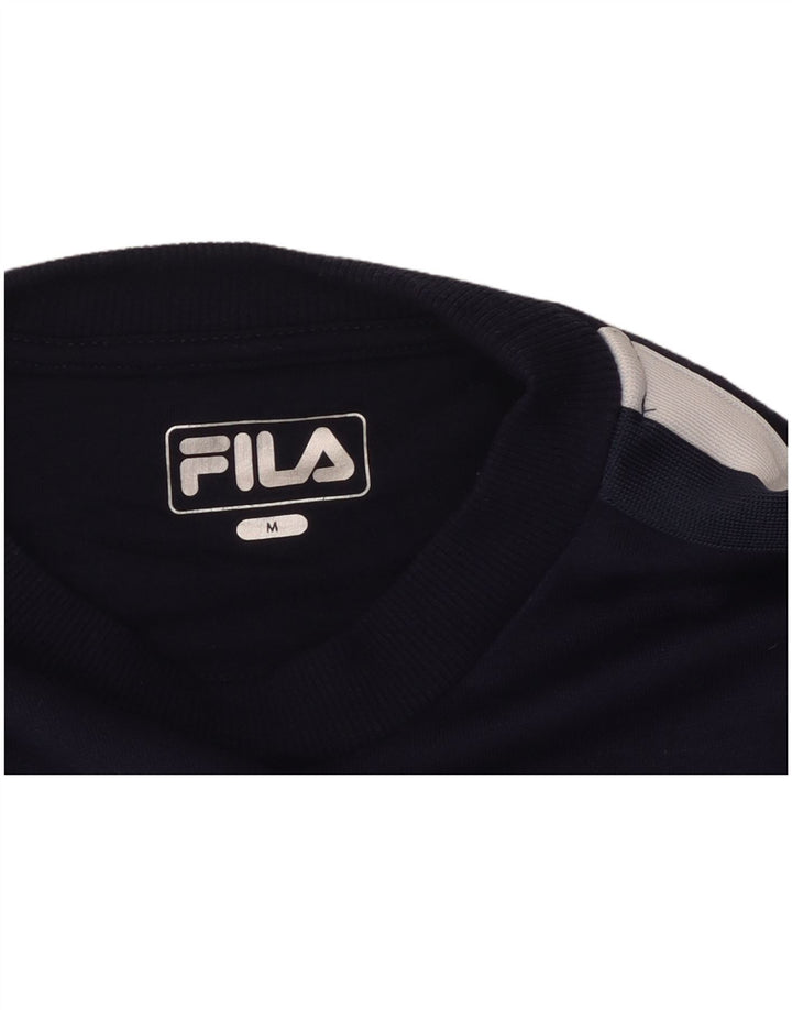 Fila Damen Crop Graphic Top Langarm UK 14 Mittel Marineblau Farbblock