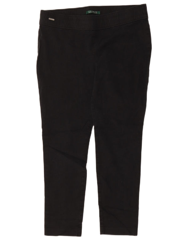 Ralph Lauren Damen Slim Casual Hose US 12 Large W34 L27 Schwarze Baumwolle