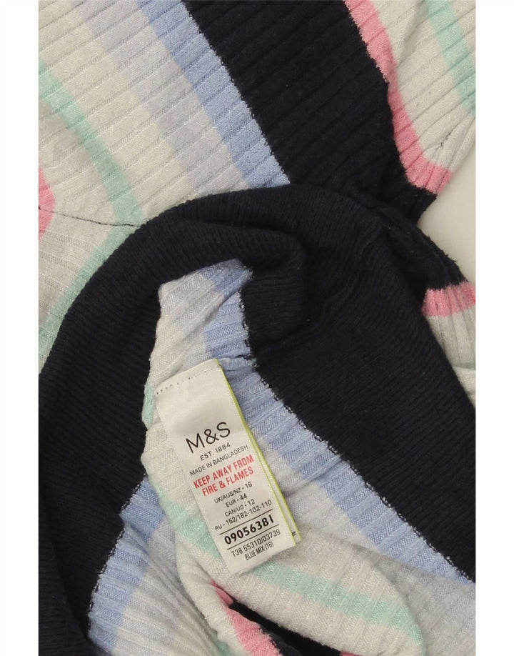 Marks & Spencer Damen T-Shirt Top UK 16 Large Mehrfarbig gestreift