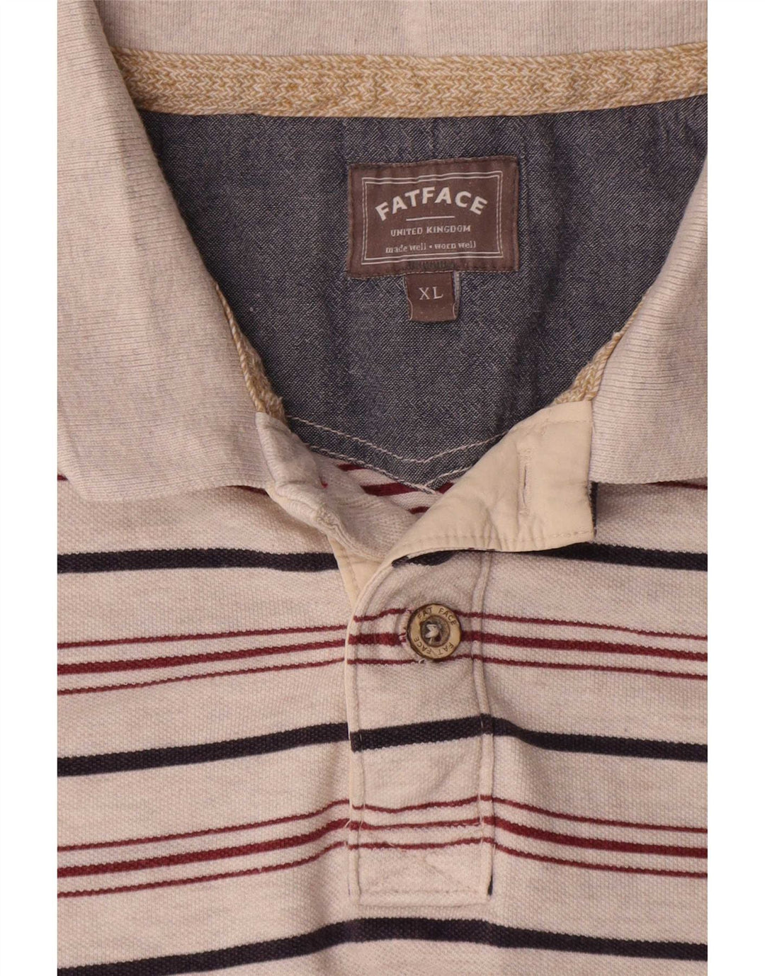 Fat Face Herren-Poloshirt XL, grau gestreift, Baumwolle