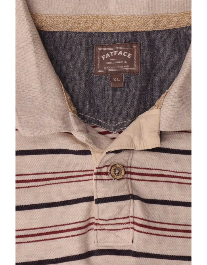 Fat Face Herren-Poloshirt XL, grau gestreift, Baumwolle