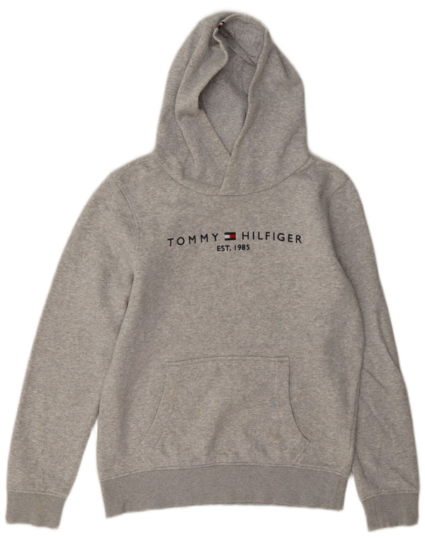 Tommy Hilfiger Kapuzenpullover mit Grafik für Jungen, 13–14 Jahre, graue Baumwolle