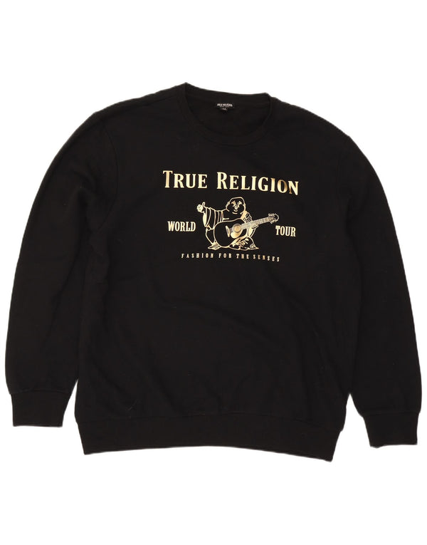 True Religion Herren-Sweatshirt mit Grafik, 2XL, schwarze Baumwolle