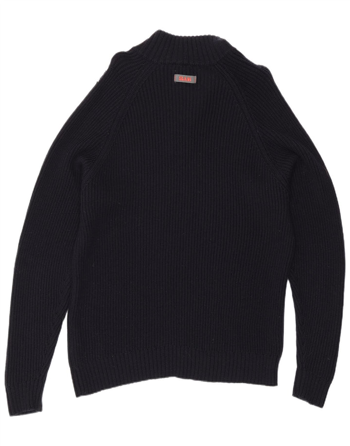 Slam Herren-Pullover mit Reißverschluss am Hals, große marineblaue Wolle
