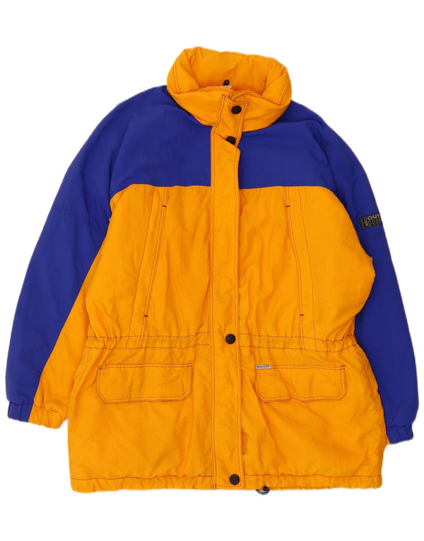 Vintage Damen Sympatex Kapuzen-Skijacke IT 48 XL Orange Farbblock