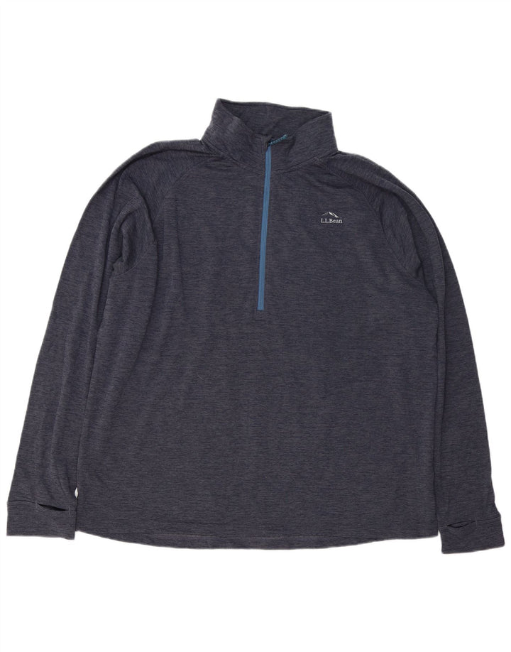 L.L.BEAN Herren-Pullover-Trainingsoberteil mit Reißverschluss und Halsausschnitt, XL, Marineblau gefleckt