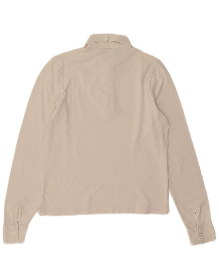 K-Way Herren-Langarm-Poloshirt, Größe S, weiße Baumwolle