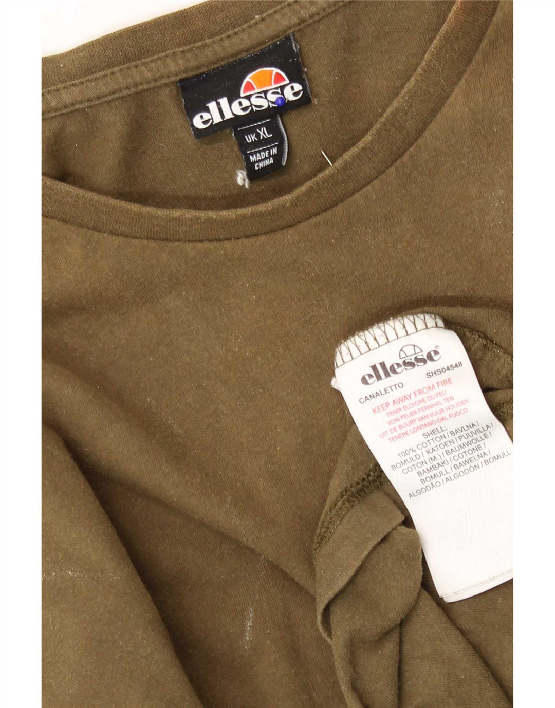Ellesse Herren T-Shirt Top XL Khaki Baumwolle