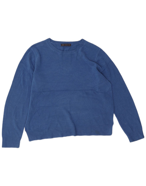 Marks & Spencer Damen-Pullover mit U-Boot-Ausschnitt, Gr. 18, XL, Blau, Acryl