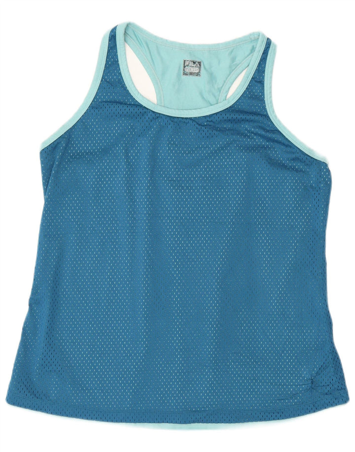 Fila Damen Grafik-Trägershirt UK 16 Large Blaues Colourblock-Polyester
