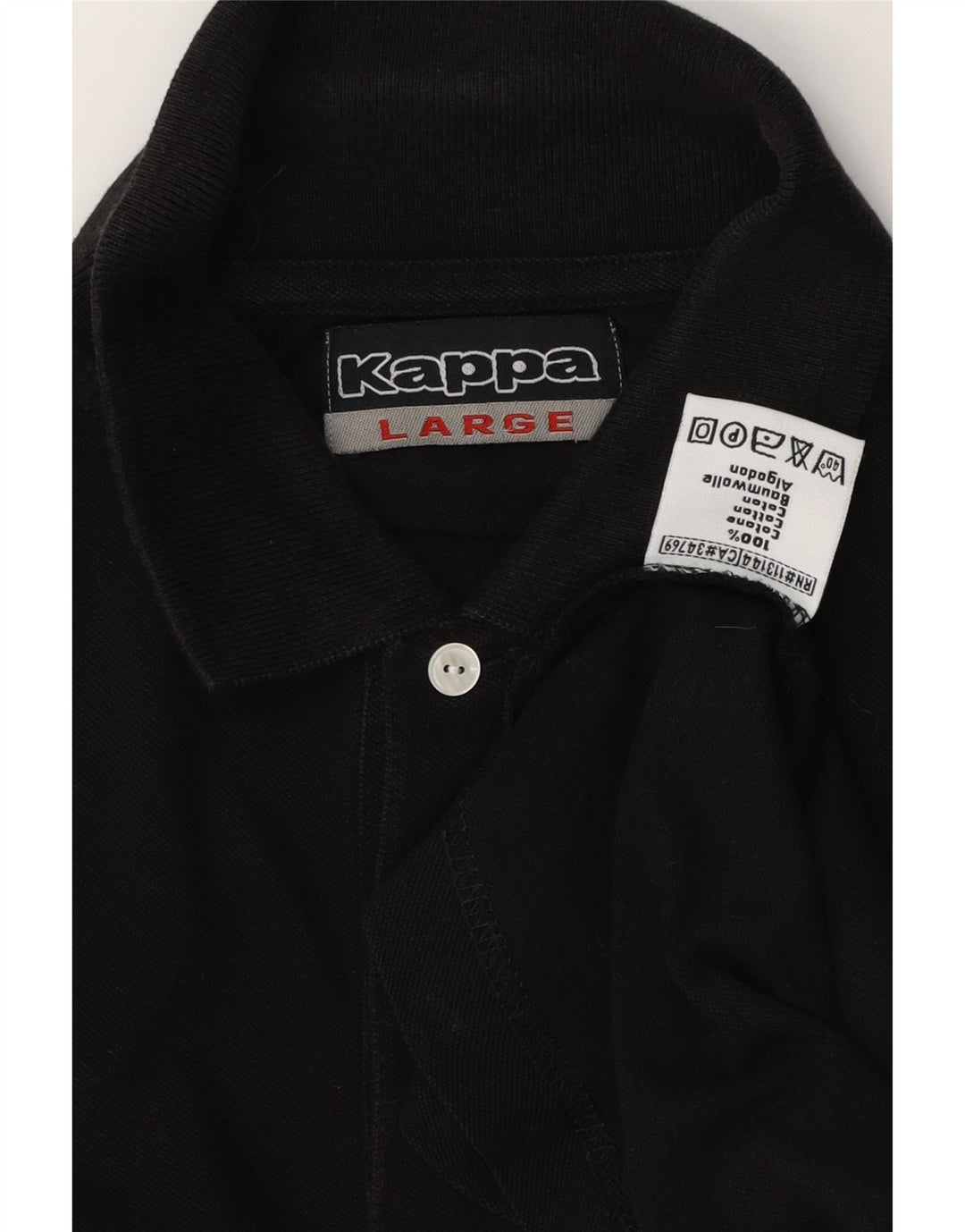 Kappa Herren-Poloshirt, groß, schwarze Baumwolle