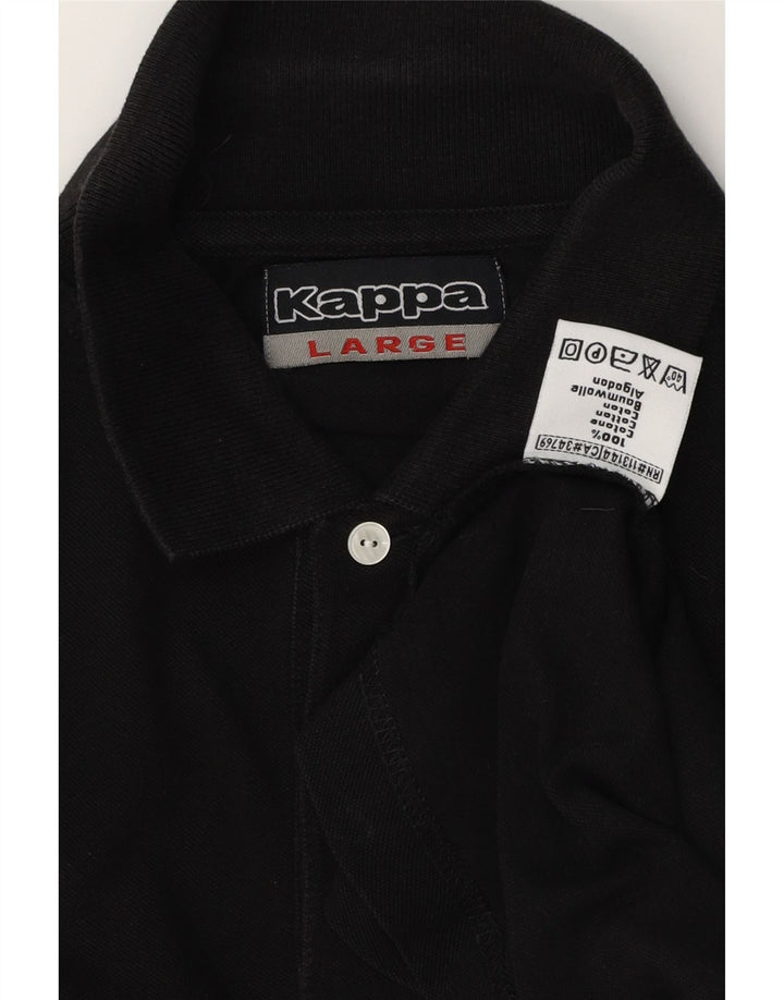 Kappa Herren-Poloshirt, groß, schwarze Baumwolle