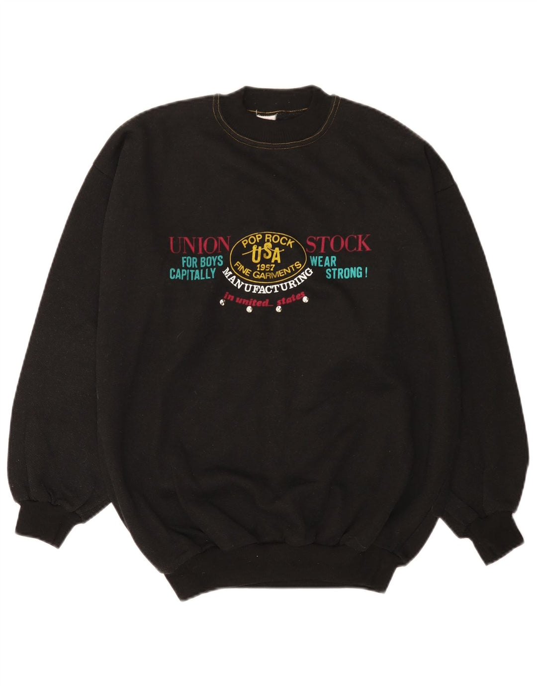 Vintage Herren Grafik-Sweatshirt-Pullover aus mittelschwarzer Baumwolle