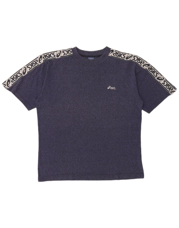 Asics Herren-T-Shirt mit Grafik, groß, marineblau gesprenkelte Baumwolle