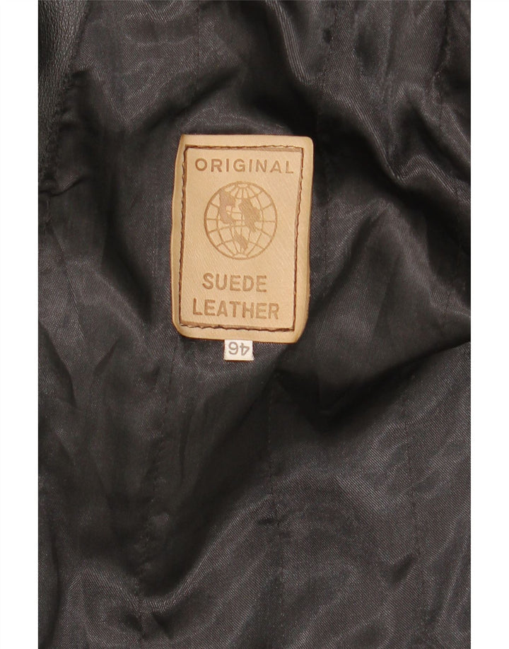 Vintage Damen Ledermantel IT 46 Großes schwarzes Leder
