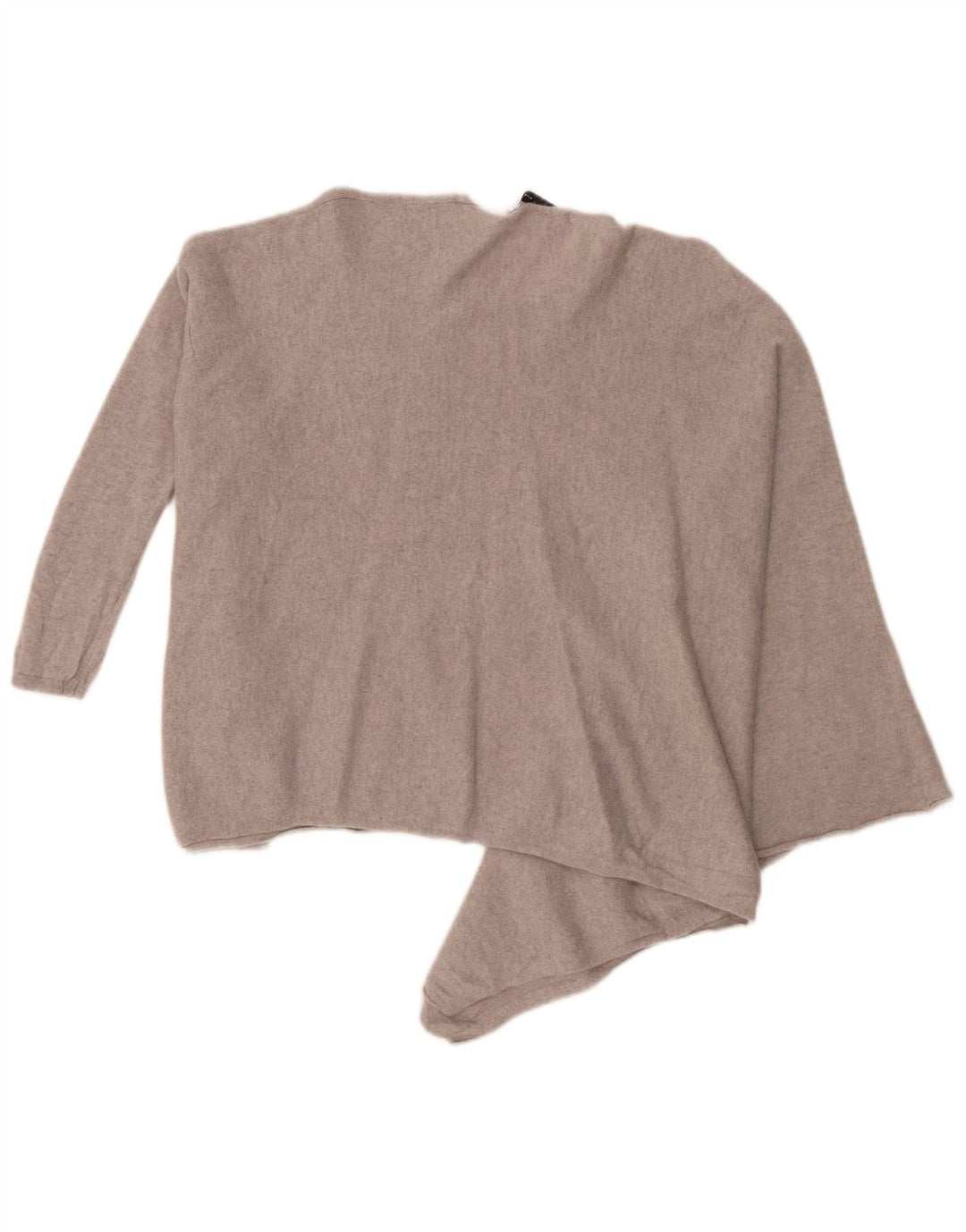 Zara Damen Pullover mit asymmetrischem Rundhalsausschnitt, Gr. 14, Mittelgrau
