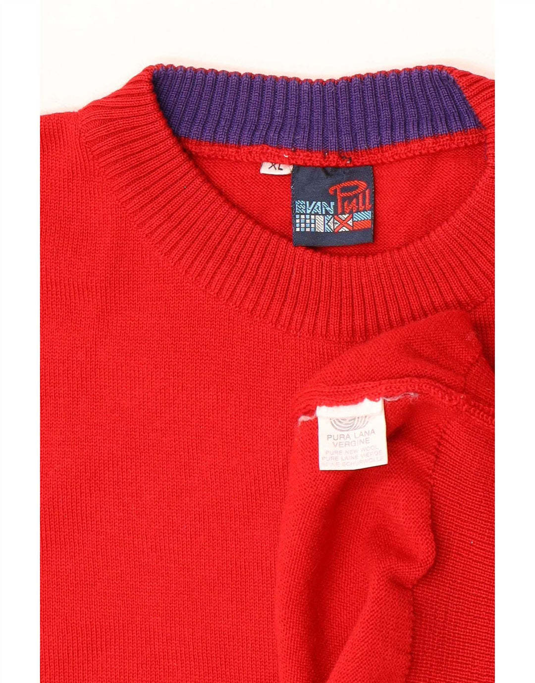 Evan Pull Herren-Pullover mit Rundhalsausschnitt, XL, rot gestreift, Wolle