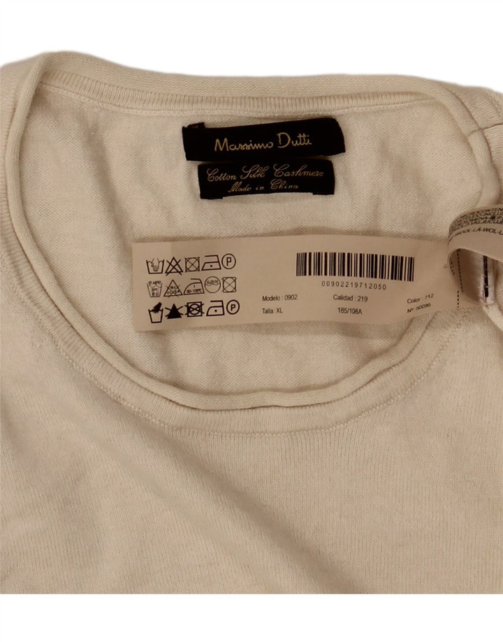 Massimo Dutti Damen Top Langarm UK 18 XL Beige Baumwolle