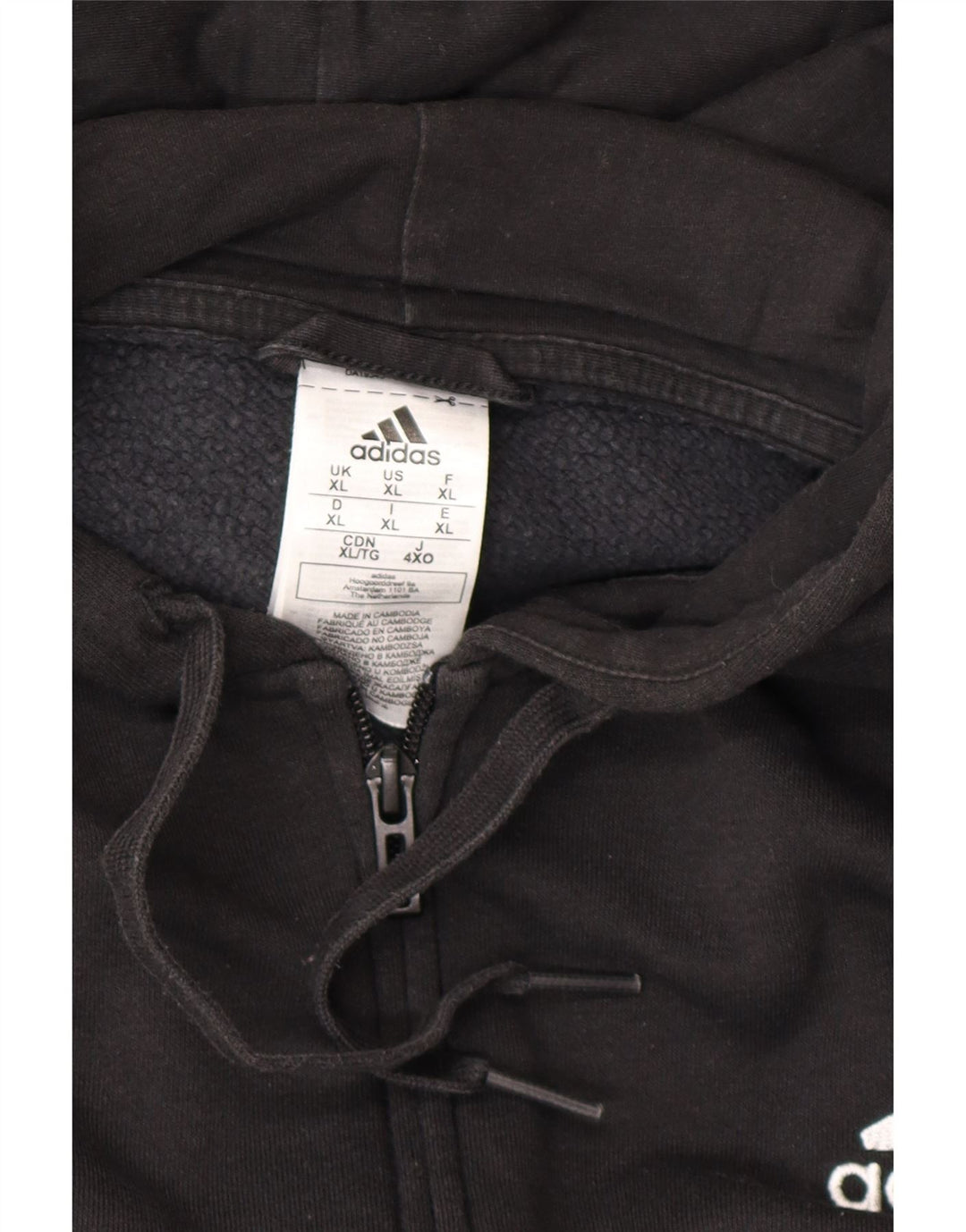 ADIDAS Herren Zip Hoodie Pullover XL Schwarz Baumwolle
