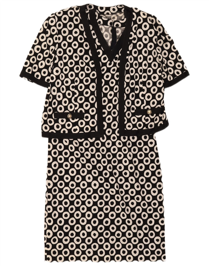Vintage Damen 2-teiliges Set UK 16 Large Schwarz Geometrisch