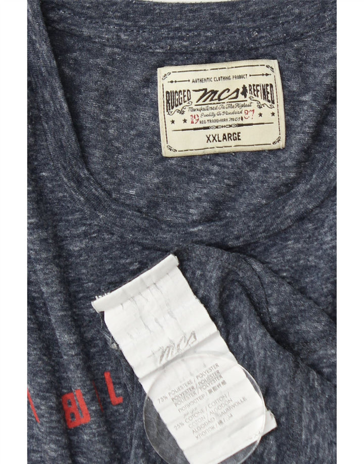 Marlboro Classics Herren-T-Shirt mit Grafik, 2XL, marineblau geflecktes Polyester