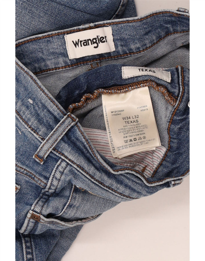 Wrangler Herren Texas Straight Jeans W34 L32 Blaue Baumwolle