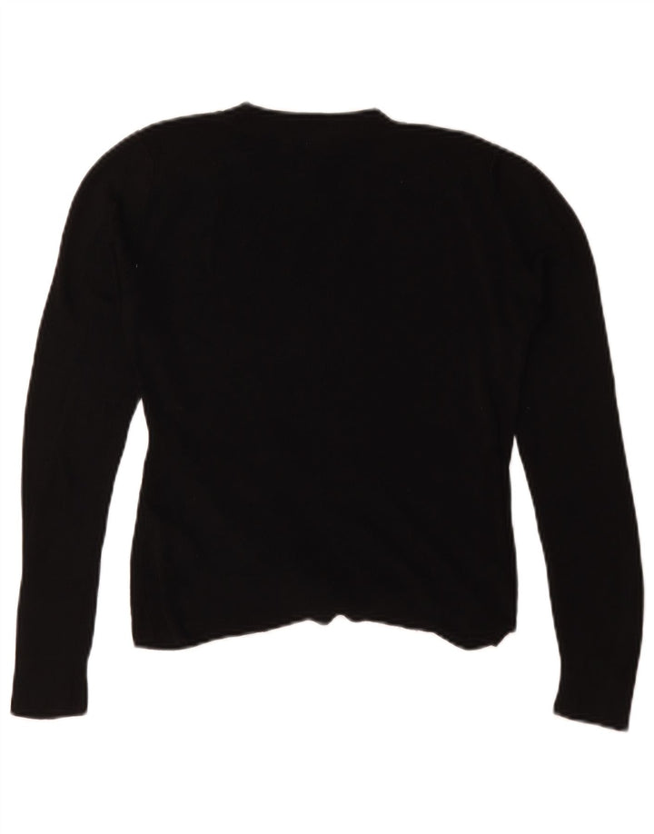 Topshop Damen Crop Oversized Top Langarm UK 10 Small Schwarze Viskose