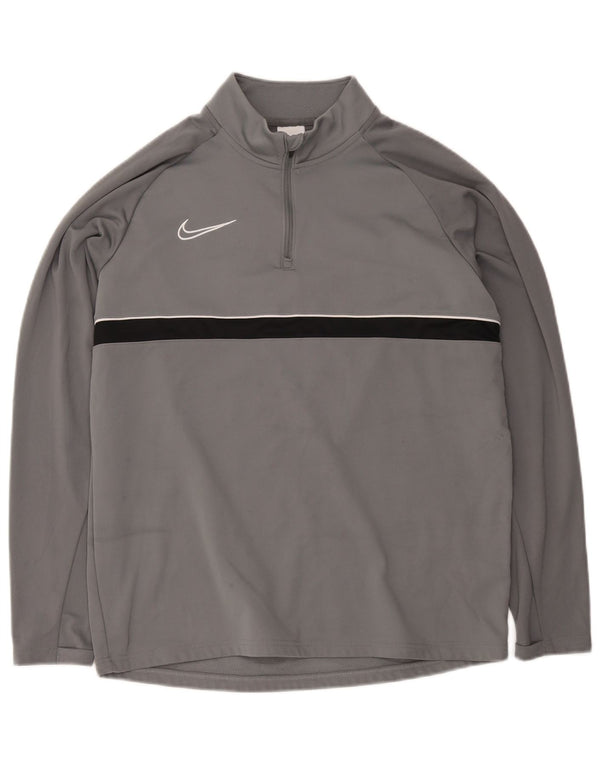 Nike Herren Dri Fit Pullover-Trainingsoberteil mit Reißverschluss, Größe L, Grau, Farbblock