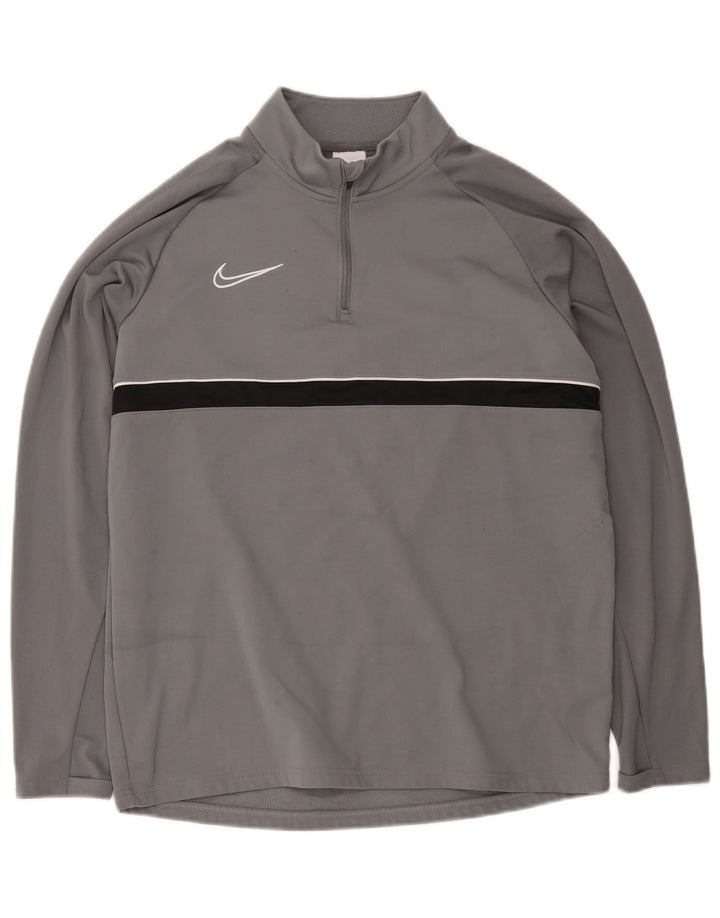Nike Herren Dri Fit Pullover-Trainingsoberteil mit Reißverschluss, Größe L, Grau, Farbblock