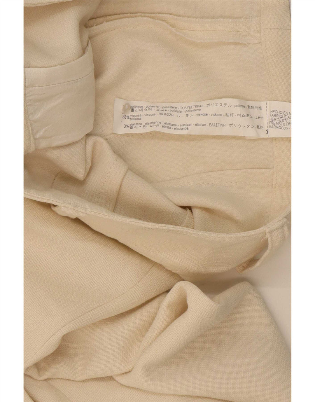 Gerade Freizeithose für Damen von Zara, mittelgroß, W32, L33, gebrochenes Weiß, Polyester