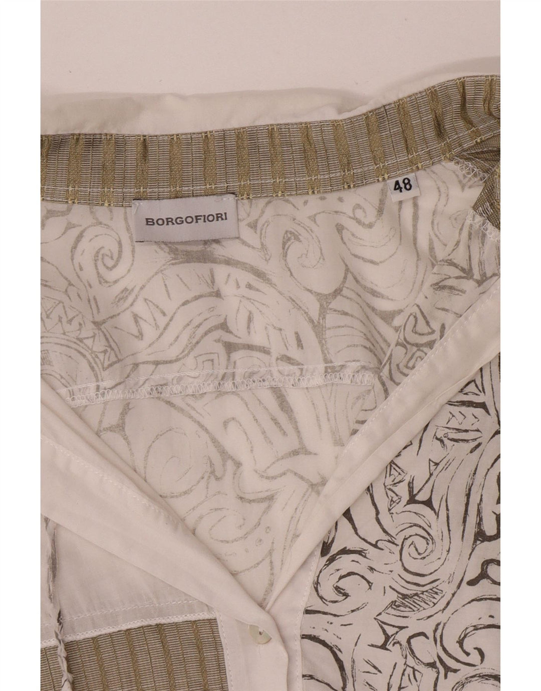 Borgofiori Damen 3/4-Ärmel-Hemdbluse IT 48 XL Weiß Patchwork