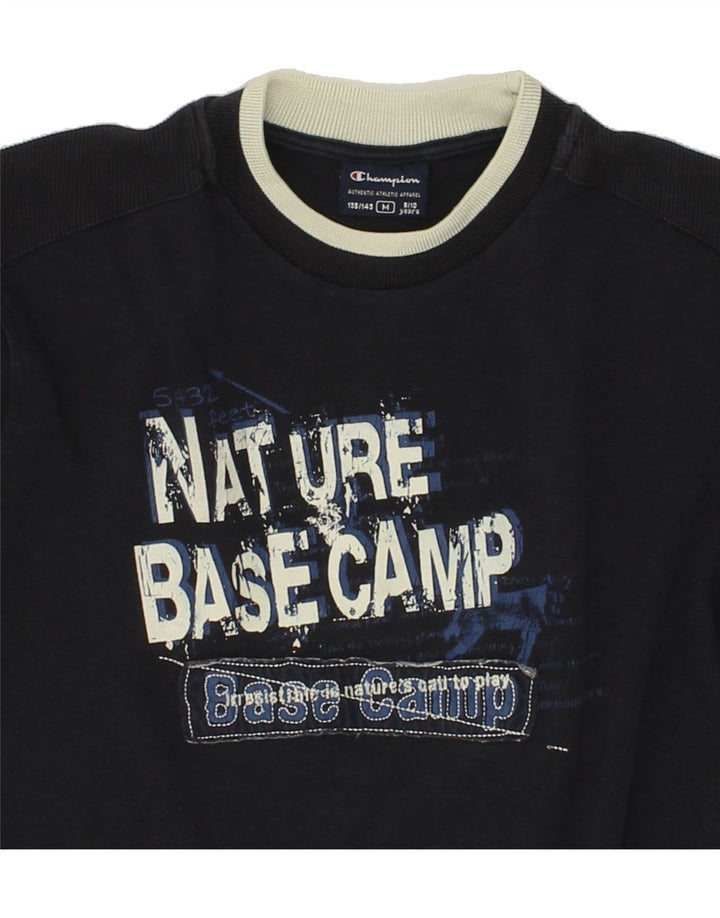 CHAMPION Boys Graphic Sweatshirt Jumper 9-10 Years Medium Navy Blue Vintage Champion and Second-Hand Champion from Messina Hembry 