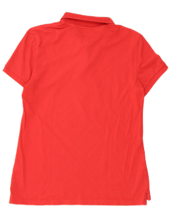 Tommy Hilfiger Womens Polo Shirt UK 12 Medium Red Cotton