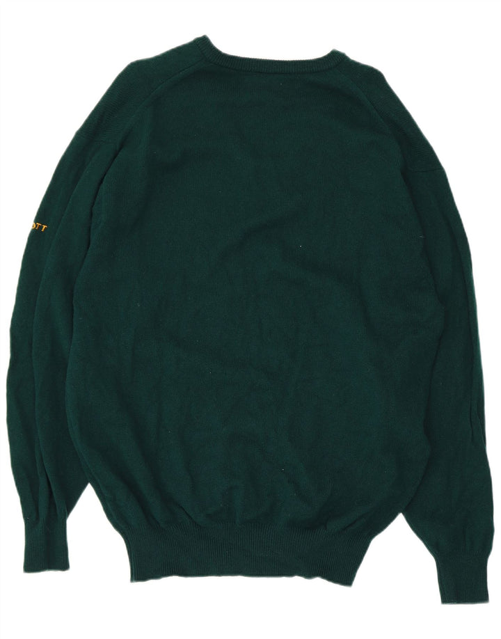 Lyle & Scott Herren-Pullover mit V-Ausschnitt, mittelgrüne Schurwolle